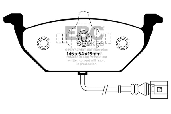 EBC 00-05 Volkswagen Beetle 2.0 Yellowstuff Front Brake Pads - Bull Strap