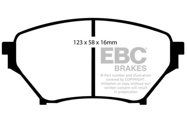 EBC 01-03 Mazda Miata MX5 1.8 (Sports Suspension) Yellowstuff Front Brake Pads - Bull Strap
