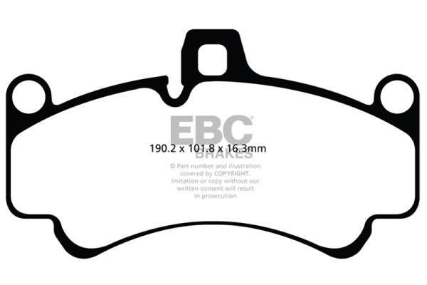 EBC 01-03 Porsche 911 (996) (Cast Iron Rotor only) 3.6 Twin Turbo GT2 Redstuff Front Brake Pads - Bull Strap