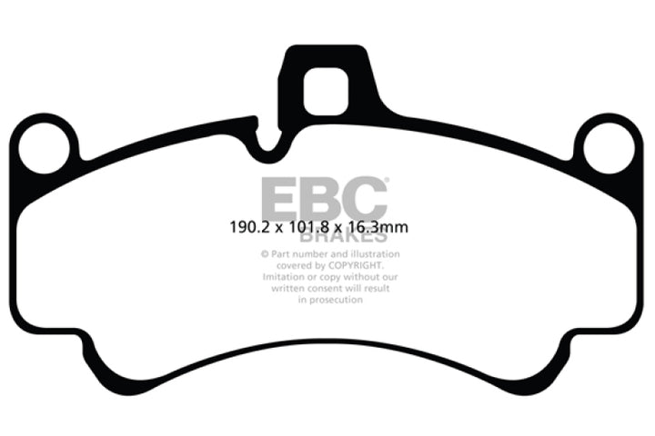 EBC 01-03 Porsche 911 (996) (Cast Iron Rotor only) 3.6 Twin Turbo GT2 Redstuff Front Brake Pads - Bull Strap