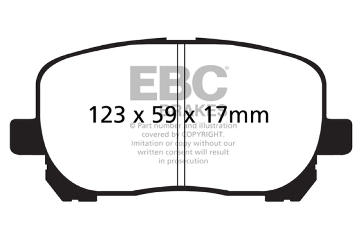 EBC 02-08 Pontiac Vibe 1.8 Yellowstuff Front Brake Pads - Bull Strap