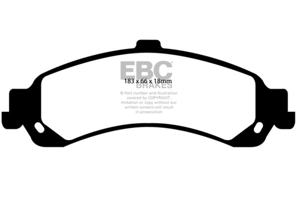 EBC 02 Cadillac Escalade 5.3 (PBR rear caliper) Yellowstuff Rear Brake Pads - Bull Strap