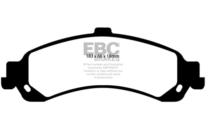 EBC 02 Cadillac Escalade 5.3 (PBR rear caliper) Yellowstuff Rear Brake Pads - Bull Strap