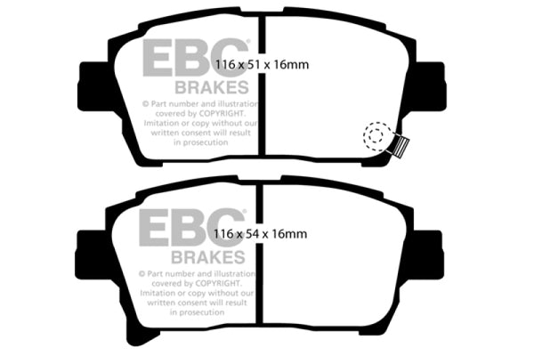 EBC 03-07 Scion XA 1.5 Yellowstuff Front Brake Pads - Bull Strap