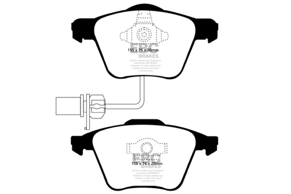 EBC 05-08 Audi A4 2.0 Turbo Yellowstuff Front Brake Pads - Bull Strap