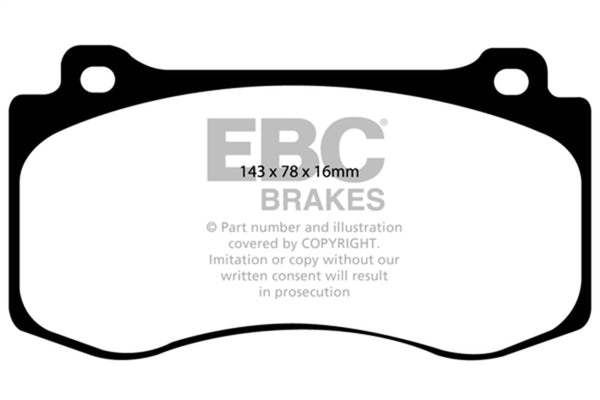 EBC 05-10 Chrysler 300C 6.1 SRT8 Yellowstuff Front Brake Pads (Excl 6 Piston Calipers) - Bull Strap