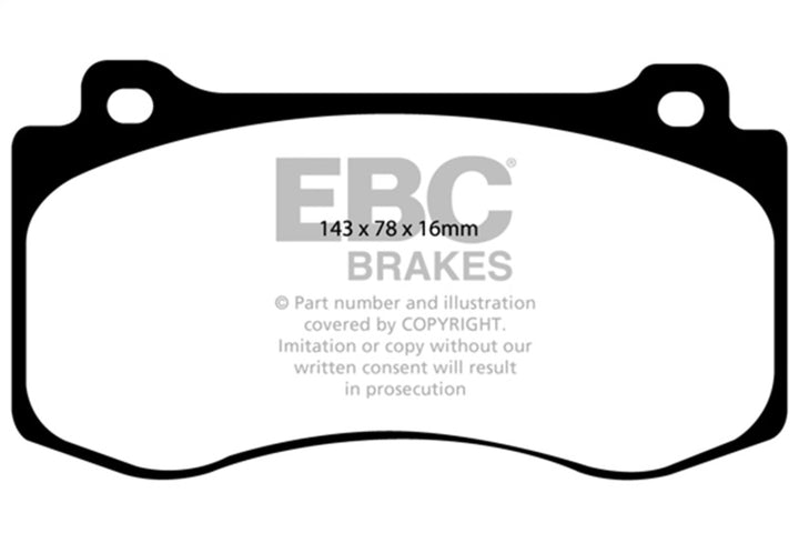 EBC 05-10 Chrysler 300C 6.1 SRT8 Yellowstuff Front Brake Pads (Excl 6 Piston Calipers) - Bull Strap