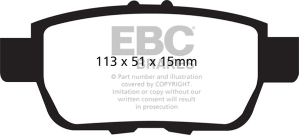 EBC 05-14 Honda Ridgeline 3.5 Greenstuff Rear Brake Pads - Bull Strap
