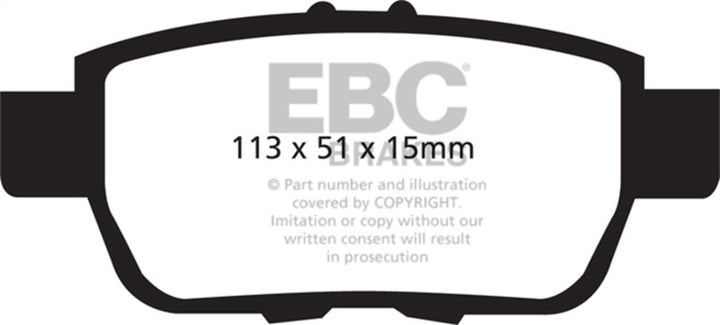 EBC 05-14 Honda Ridgeline 3.5 Greenstuff Rear Brake Pads - Bull Strap