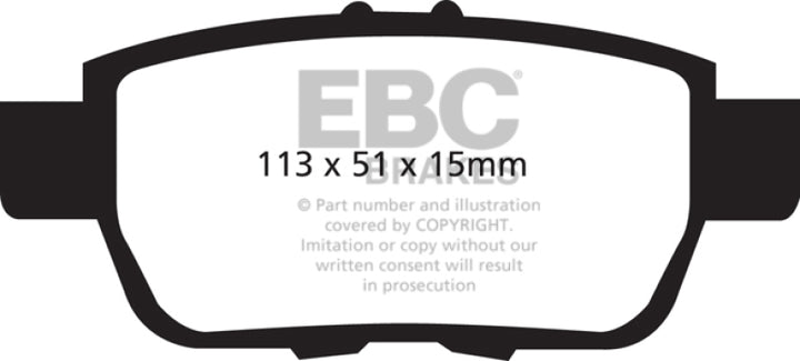EBC 05-14 Honda Ridgeline 3.5 Greenstuff Rear Brake Pads - Bull Strap