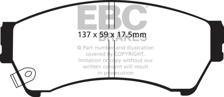 EBC 06-09 Ford Fusion 2.3 Yellowstuff Front Brake Pads - Bull Strap