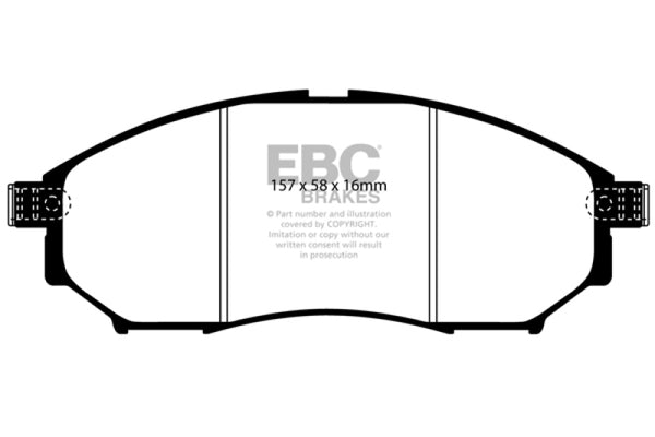 EBC 06-09 Infiniti FX35 3.5 Greenstuff Front Brake Pads - Bull Strap