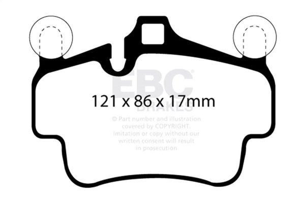 EBC 07-08 Porsche 911 (997) (Cast Iron Rotor only) 3.6 Carrera 2 Yellowstuff Front Brake Pads - Bull Strap