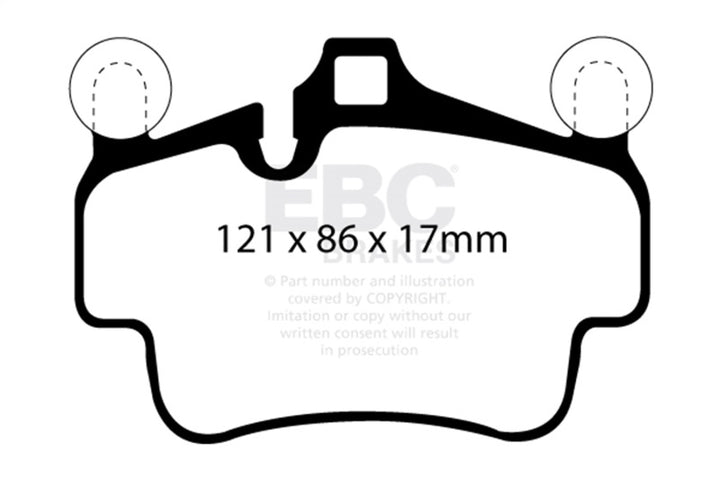 EBC 07-08 Porsche 911 (997) (Cast Iron Rotor only) 3.6 Carrera 2 Yellowstuff Front Brake Pads - Bull Strap