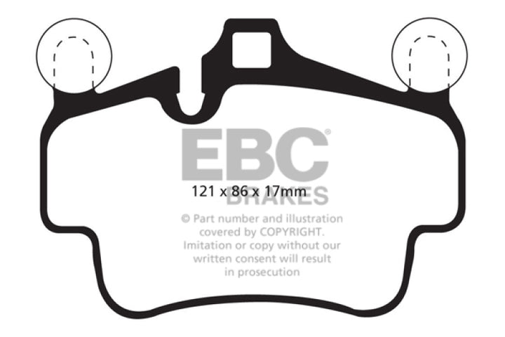 EBC 07-08 Porsche 911 (997) (Cast Iron Rotor only) 3.6 Carrera 2 Yellowstuff Front Brake Pads - Bull Strap