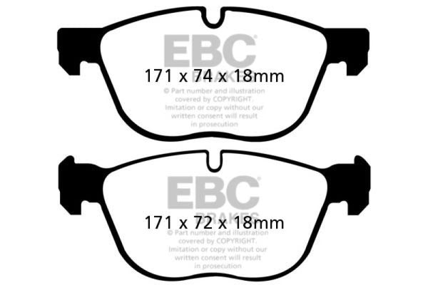 EBC 07-10 BMW X5 3.0 Yellowstuff Front Brake Pads - Bull Strap