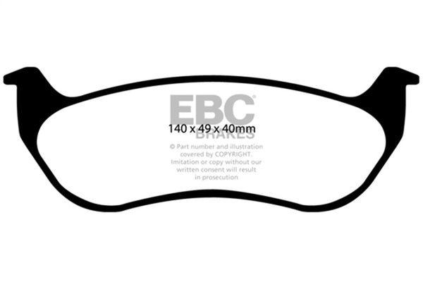 EBC 07-11 Ford Explorer Sport Trac 4.0 Yellowstuff Rear Brake Pads - Bull Strap