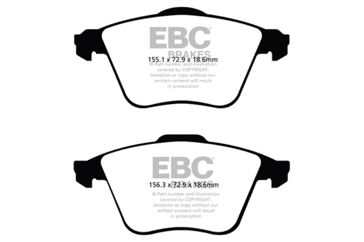 EBC 07-13 Mazda 3 2.3 Turbo Redstuff Front Brake Pads - Bull Strap
