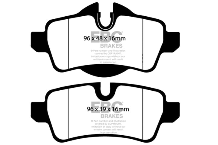 EBC 07-14 Mini Hardtop 1.6 Redstuff Rear Brake Pads - Bull Strap