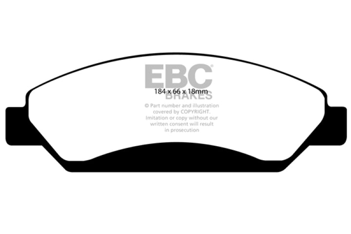 EBC 07 Cadillac Escalade 6.2 2WD Greenstuff Front Brake Pads - Bull Strap