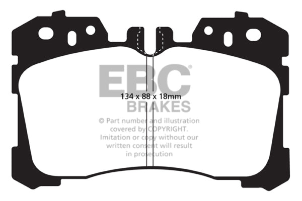 EBC 07+ Lexus LS460 4.6 Redstuff Front Brake Pads - Bull Strap