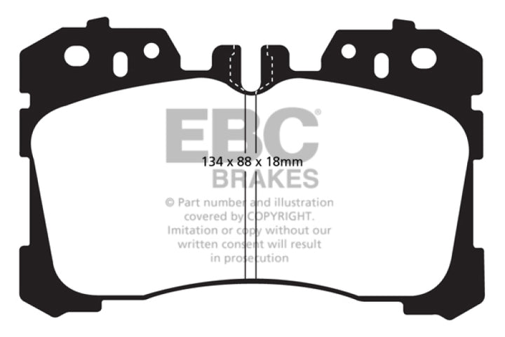 EBC 07+ Lexus LS460 4.6 Redstuff Front Brake Pads - Bull Strap