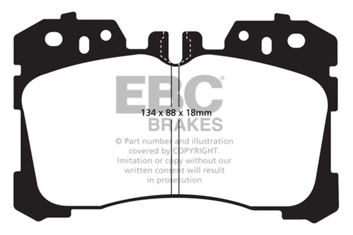 EBC 07+ Lexus LS460 4.6 Redstuff Front Brake Pads - Bull Strap