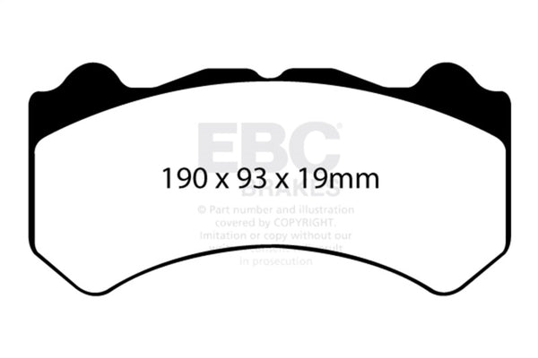 EBC 08-11 Nissan GT-R (R35) 3.8 Twin Turbo (Cast Iron Rotors) Yellowstuff Front Brake Pads - Bull Strap