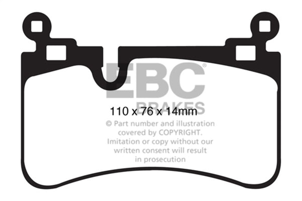 EBC 08-13 Mercedes-Benz C63 AMG (W204) 6.2 Yellowstuff Rear Brake Pads - Bull Strap