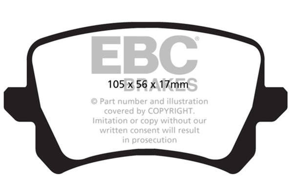 EBC 08-17 Volkswagen Passat CC Yellowstuff Rear Brake Pads - Bull Strap