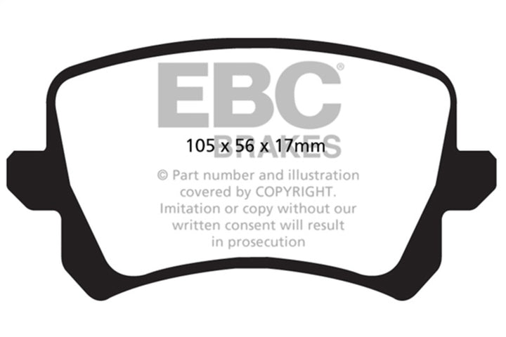 EBC 08-17 Volkswagen Passat CC Yellowstuff Rear Brake Pads - Bull Strap
