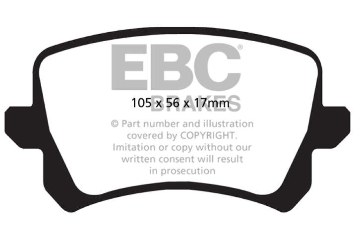 EBC 08-17 Volkswagen Passat CC Yellowstuff Rear Brake Pads - Bull Strap