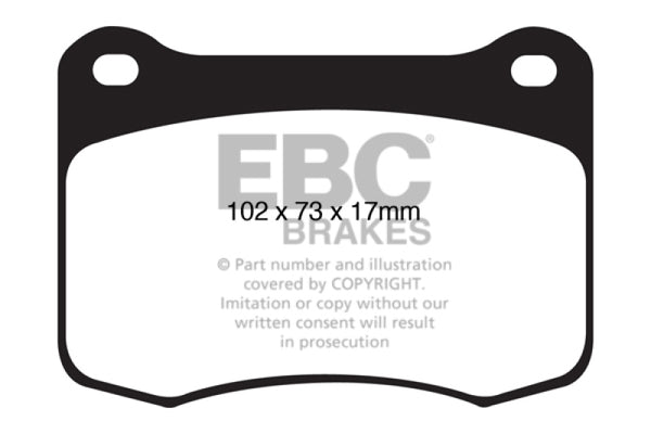 EBC 08+ Lexus IS-F 5.0 Yellowstuff Rear Brake Pads - Bull Strap