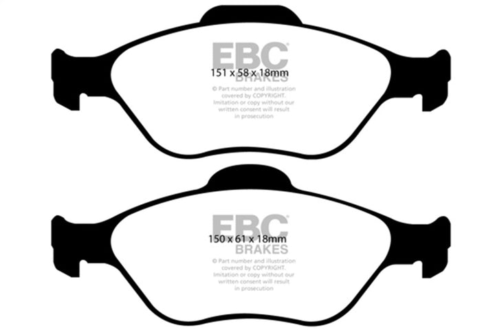 EBC 08+ Lotus 2-Eleven 1.8 Supercharged Greenstuff Front Brake Pads - Bull Strap