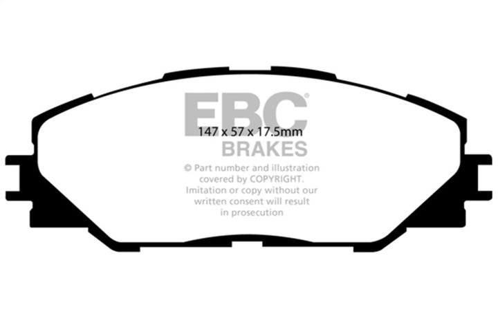 EBC 09-10 Pontiac Vibe 2.4 2WD Redstuff Front Brake Pads - Bull Strap