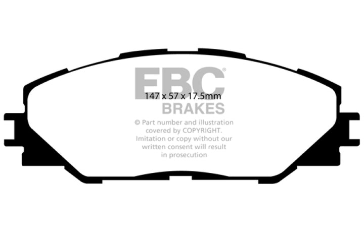 EBC 09-10 Pontiac Vibe 2.4 2WD Redstuff Front Brake Pads - Bull Strap
