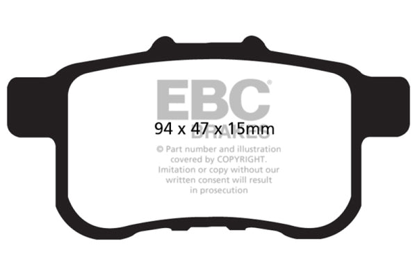 EBC 09-14 Acura TSX 2.4 Yellowstuff Rear Brake Pads - Bull Strap