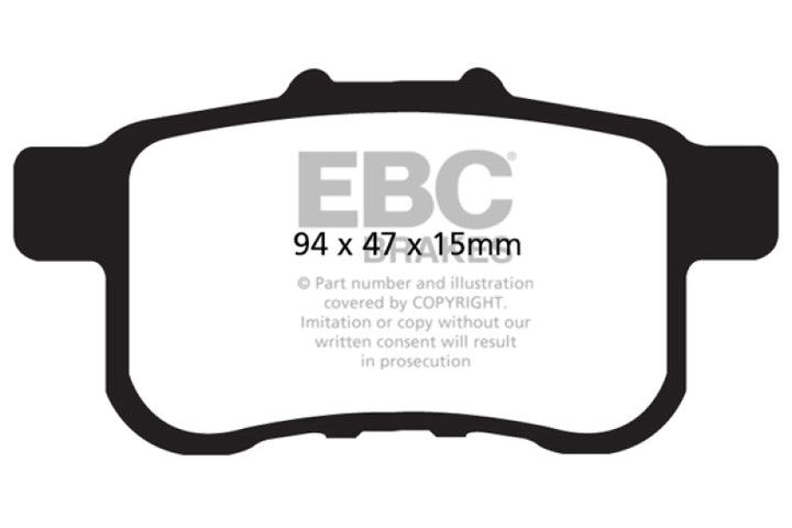 EBC 09-14 Acura TSX 2.4 Yellowstuff Rear Brake Pads - Bull Strap