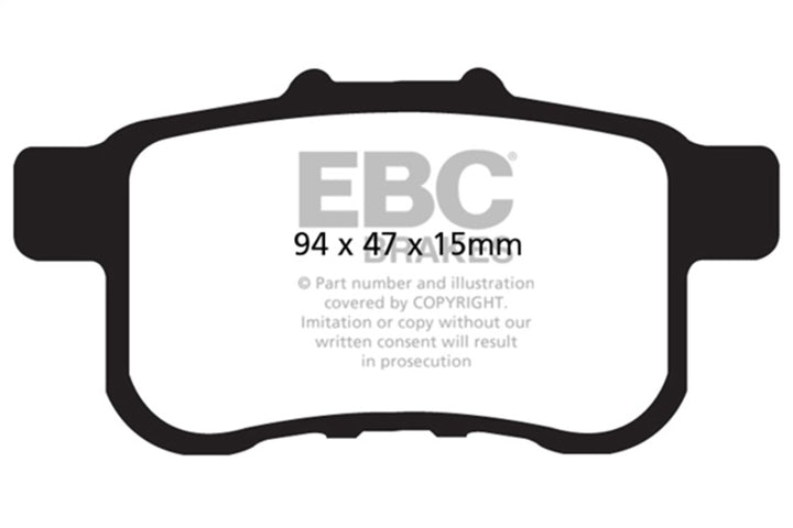 EBC 09-14 Acura TSX 2.4 Yellowstuff Rear Brake Pads - Bull Strap