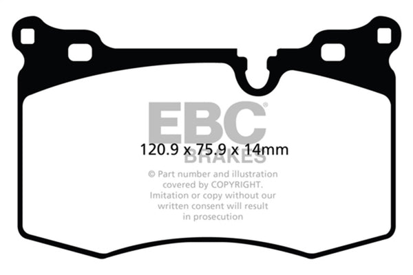 EBC 09-14 Mini Hardtop 1.6 Turbo J.C Works Yellowstuff Front Brake Pads - Bull Strap