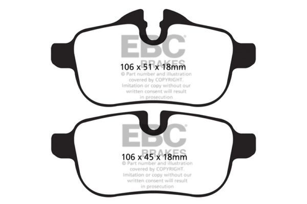 EBC 09+ BMW Z4 3.0 (E89) Yellowstuff Rear Brake Pads - Bull Strap