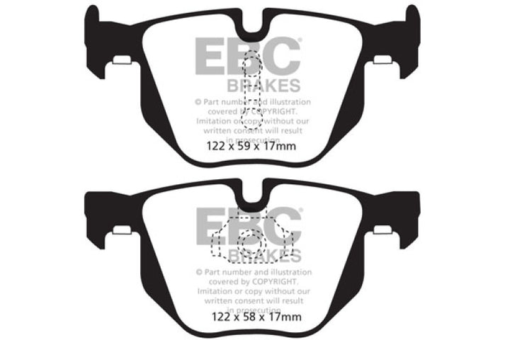 EBC 10-14 BMW X5 3.0 Turbo (35) Redstuff Rear Brake Pads - Bull Strap