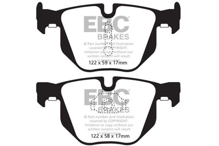EBC 10-14 BMW X5 3.0 Turbo (35) Yellowstuff Rear Brake Pads - Bull Strap