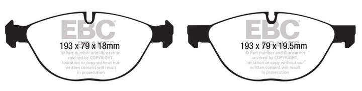EBC 10-14 BMW X5 4.4 Twin Turbo (50) Yellowstuff Front Brake Pads - Bull Strap