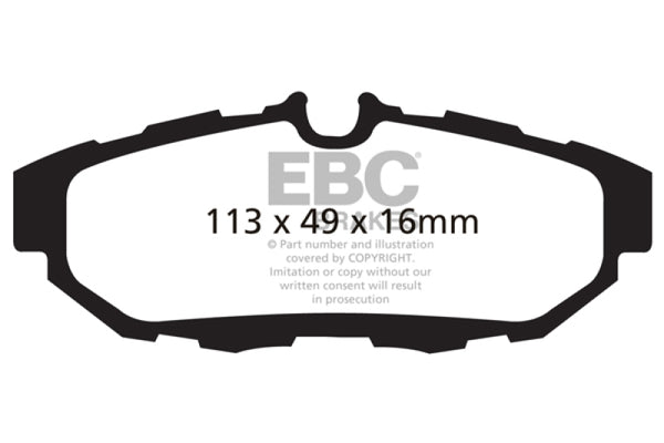 EBC 10-14 Ford Mustang 3.7 Yellowstuff Rear Brake Pads - Bull Strap