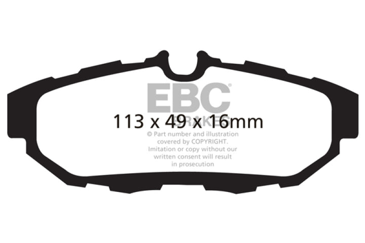 EBC 10-14 Ford Mustang 3.7 Yellowstuff Rear Brake Pads - Bull Strap