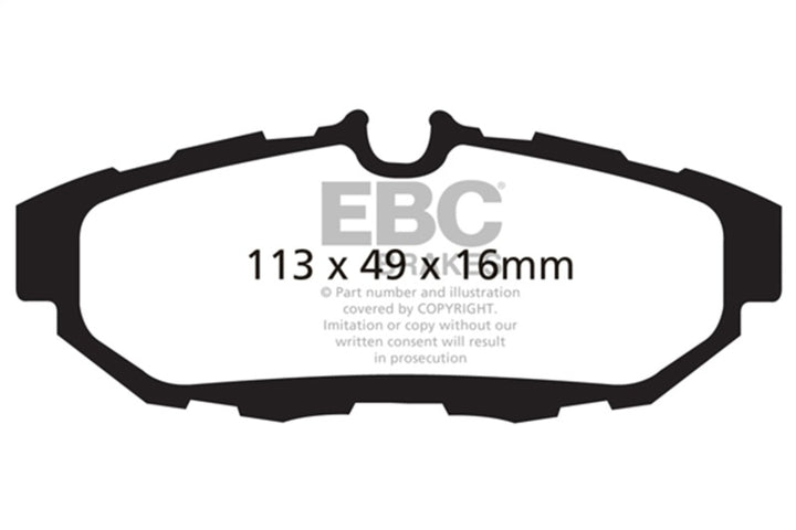 EBC 10-14 Ford Mustang 3.7 Yellowstuff Rear Brake Pads - Bull Strap