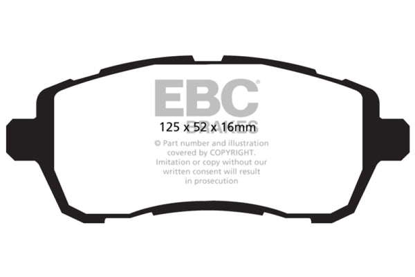 EBC 10+ Ford Fiesta 1.6L (Excl ST) Yellowstuff Front Brake Pads - Bull Strap