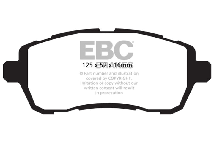 EBC 10+ Ford Fiesta 1.6L (Excl ST) Yellowstuff Front Brake Pads - Bull Strap