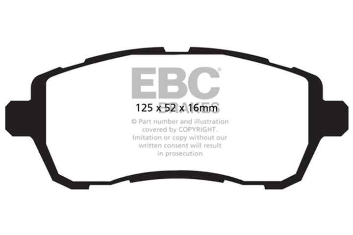 EBC 10+ Ford Fiesta 1.6L (Excl ST) Yellowstuff Front Brake Pads - Bull Strap